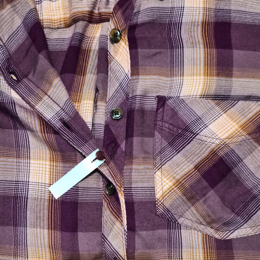 Terra & Sky Women's Plus Button Down Shirt Plaid Long Sleeve Size 1X, 2X Purple - Picture 12 of 12